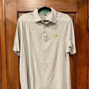Masters x Peter Millar Grey Short-Sleeve Polo Shirt with Logo